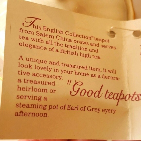 NWT SALEM CHINA CO ENGLISH COLLECTION TEAPOT  ROSES WHITE PINK YELLOW - Picture 4 of 13